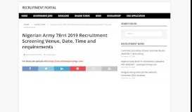 
							         Nigerian Army 77rri State Recruitment Screening ... - Recruitment Portal								  
							    