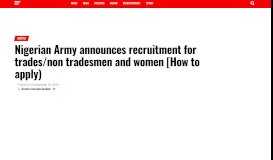 
							         Nigerian Army announces recruitment for trades/non tradesmen and ...								  
							    