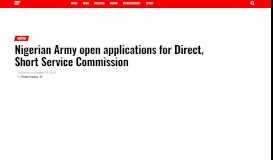 
							         Nigerian Army open applications for Direct, Short Service Commission ...								  
							    