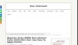 
							         Nigerian Army Recruitment 2019/2020 Form Out: How To Apply On ...								  
							    