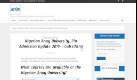 
							         Nigerian Army University, Biu Admission Update 2019- naub.edu.ng								  
							    