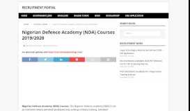 
							         Nigerian Defence Academy (NDA) Courses 2019 ... - Recruitment Portal								  
							    