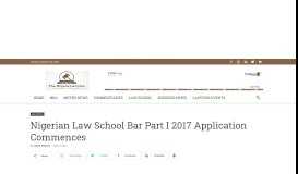 
							         Nigerian Law School Bar Part I 2017 Application Commences ...								  
							    