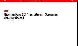 
							         Nigerian Navy 2017 recruitment: Screening details released - Daily ...								  
							    