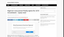 
							         Nigerian navy portal finally opens for 2019 recruitment - apply now ...								  
							    