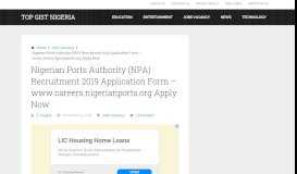 
							         Nigerian Ports Authority (NPA) Recruitment 2019 Job Vacancies Form ...								  
							    