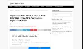 
							         Nigerian Prisons Service Recruitment 2019/2020 | How NPS ...								  
							    