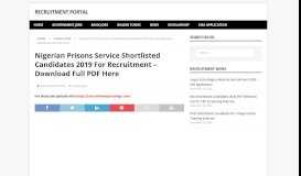 
							         Nigerian Prisons Service Shortlisted Candidates ... - Recruitment Portal								  
							    