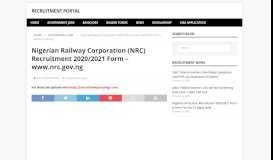 
							         Nigerian Railway Corporation (NRC) Recruitment ... - Recruitment Portal								  
							    