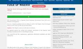 
							         Nigerian Stock Exchange (NSE) Recruitment 2019 Form Out for ...								  
							    