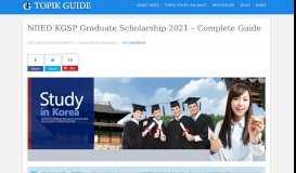 
							         NIIED KGSP Scholarship 2019 - Complete Guide | TOPIK GUIDE								  
							    