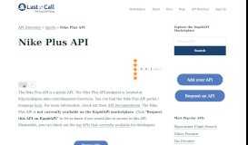 
							         Nike Plus API (Overview, Documentation & Alternatives) | RapidAPI								  
							    