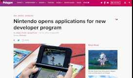 
							         Nintendo opens applications for new developer program - Polygon								  
							    