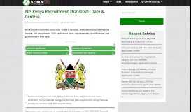
							         NIS Kenya Recruitment 2019/2020 - Date & Centres - Admalic Kenya								  
							    