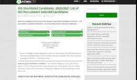
							         NIS Shortlisted Candidates 2019/2020: List of NIS Recruitment ...								  
							    