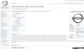 
							         Nissan Motor India Private Limited - Wikipedia								  
							    
