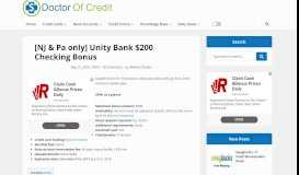 
							         [NJ & Pa only] Unity Bank $200 Checking Bonus - Doctor Of Credit								  
							    