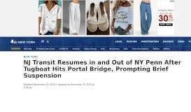 
							         NJ Transit Resumes in and Out of NY Penn After Tugboat Hits Portal ...								  
							    