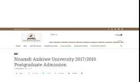 
							         Nnamdi Azikiwe University 2017/2019 Postgraduate Admission ...								  
							    