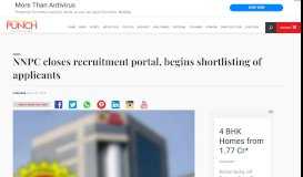 
							         NNPC closes recruitment portal, begins shortlisting of applicants ...								  
							    
