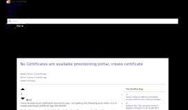 
							         No Certificates are available provisioning portal, create ...								  
							    