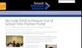 
							         No Code 2018 to Feature Out of School Time Partner Portal - Summit ...								  
							    