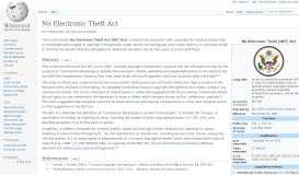 
							         No Electronic Theft Act - Wikipedia								  
							    