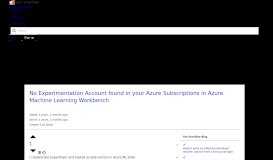 
							         No Experimentation Account found in your Azure Subscriptions in ...								  
							    