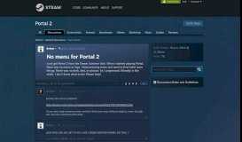 
							         No menu for Portal 2 :: Portal 2 General Discussions								  
							    