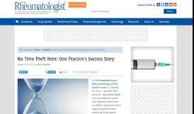 
							         No Time Theft Here: One Practice's Success Story - The Rheumatologist								  
							    