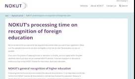 
							         NOKUT's processing time on recognition of foreign education | Nokut								  
							    