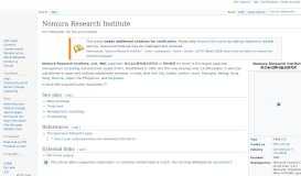 
							         Nomura Research Institute - Wikipedia								  
							    