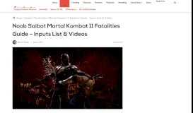 
							         Noob Saibot Mortal Kombat 11 Fatalities Guide - Inputs List & Videos								  
							    