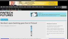 
							         Nordea's open banking goes live in Finland – FinTech Futures								  
							    
