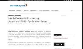 
							         North Eastern Hill University Admission 2019: Application Form ...								  
							    