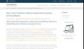 
							         Northern Medical Specialists Selects eClinicalWorks								  
							    