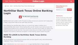 
							         NorthStar Bank Texas Online Banking Login								  
							    