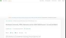 
							         Northwest University, NWU Admission List for 2018/2019 Academic ...								  
							    