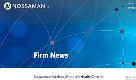 
							         Nossaman Advises Monarch HealthCare in ... - Nossaman LLP								  
							    