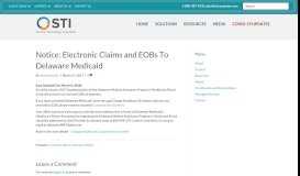 
							         Notice: Electronic Claims and EOBs To Delaware Medicaid - STI								  
							    