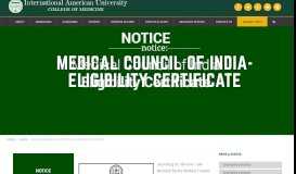 
							         Notice: Medical Council of India- Eligibility Certificate | International ...								  
							    
