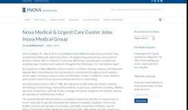 
							         Nova Medical & Urgent Care Center Joins Inova Medical Group ...								  
							    