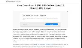 
							         Now Download BSNL Bill Online Upto 12 Months Old Usage								  
							    
