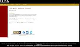 
							         NPA Login Page - Network Professional Association								  
							    
