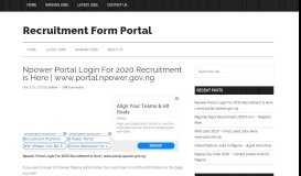 
							         Npower Portal Login For 2019 Recruitment is Here | www ...								  
							    