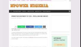 
							         Npower Teach Assessment Test Portal Login and Exam Date - Npower								  
							    