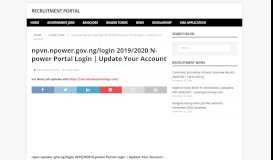 
							         npvn.npower.gov.ng/login 2019/2020 N-power ... - Recruitment Portal								  
							    
