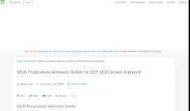 
							         NSUK Postgraduate Admission Details for 2018/2019 Session								  
							    