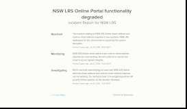 
							         NSW LRS Status - NSW LRS Online Portal functionality degraded								  
							    
