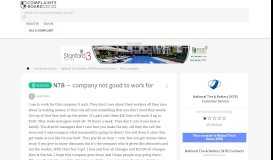 
							         NTB - Company not good to work for, Review 212833 | ComplaintsBoard								  
							    